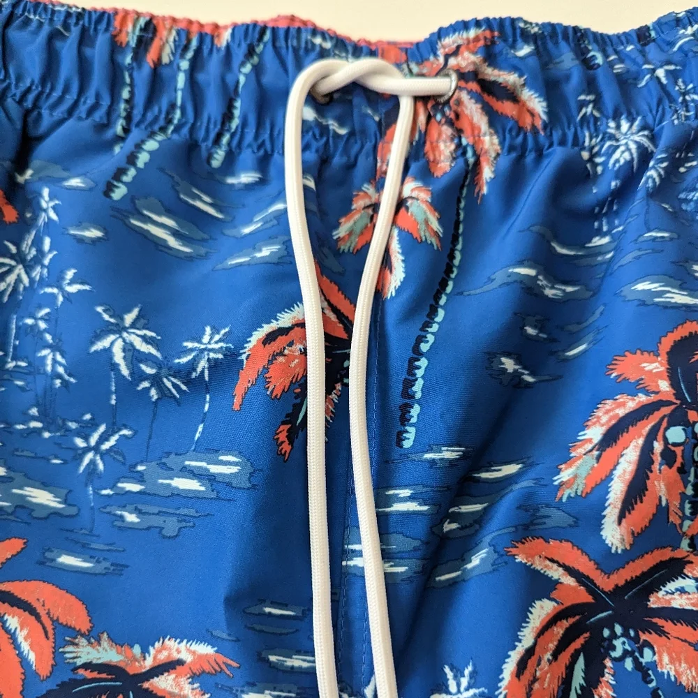 NAUTICA Men’s Performance Palm Tree Elastic Swim Trunk Shorts XXL NWT